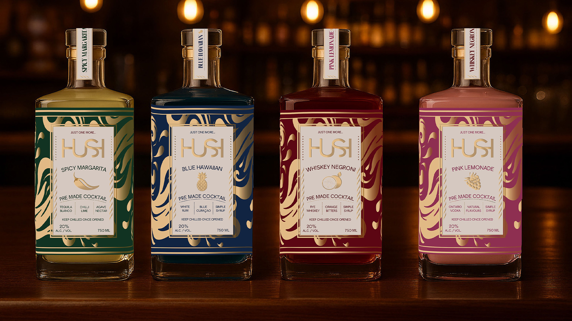 Hush Brings Cocktail Packaging Into Sharp Focus with Swirl-Driven Design